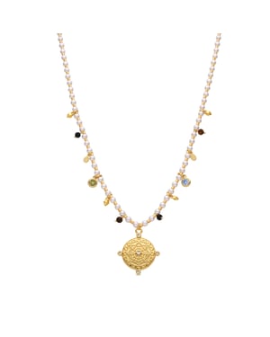 Collar Luxenter de Plata de Ley 925 y Perla Blanca acabado oro 18k - Thydo