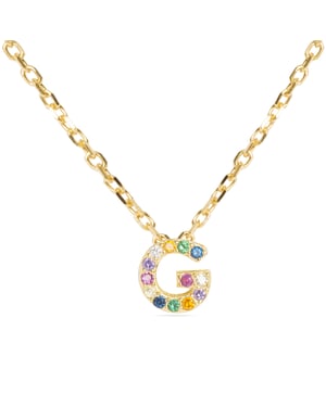 Collar Luxenter de Plata de Ley 925 con Circonita Multicolor acabado en oro amarillo de 18K - Alphabet