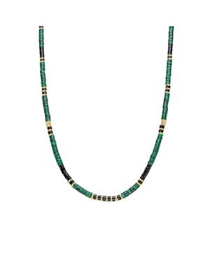 Collar Luxenter de Plata de Ley 925 y Malaquita acabado oro 18k - Ilmina