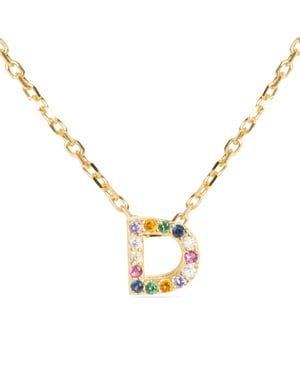 Collar Luxenter de Plata de Ley 925 con Circonita Multicolor acabado en oro amarillo de 18K - Alphabet