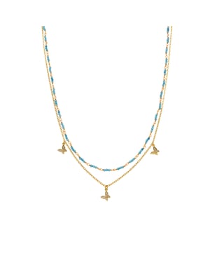 Collar Luxenter con Cristal Azul acabado oro 18k - Zinli