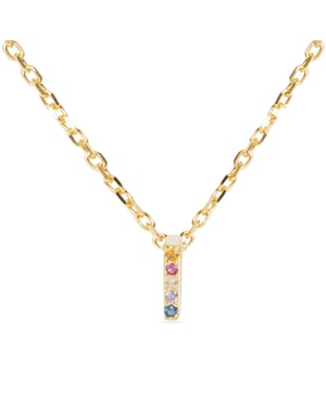 Collar Luxenter de Plata de Ley 925 con Circonita Multicolor acabado en oro amarillo de 18K - Alphabet