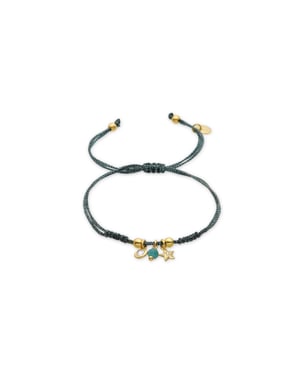 Pulsera Luxenter de Plata de Ley 925 y Cristal Verde acabada en oro amarillo de 18k - Estrella