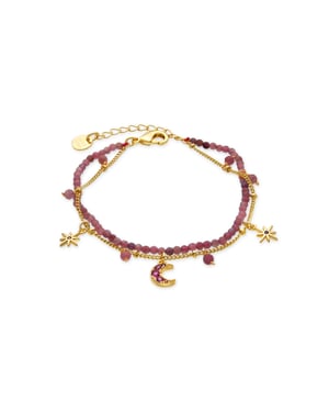 Pulsera Luxenter con Cristal Rosa acabado oro 18k - Ethal