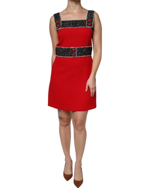 Vestido mini Aline con recorte de tweed