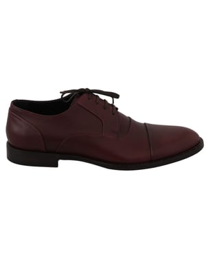 Zapatos Formales Derby de Cuero Rojo Burdeos Dolce & Gabbana