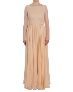 Vestido Largo Beig Plisado Dolce Gabbana
