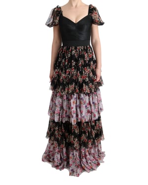 Vestido Maxibolero de Seda con Estampado Floral