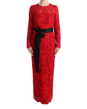 Vestido Maximal Rojo de Encaje Dolce Gabbana