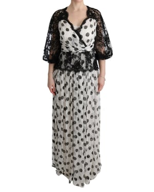 Vestido Maxi de Lunares con Encaje
