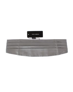 Cinturón de seda plisado gris Dolce Gabbana