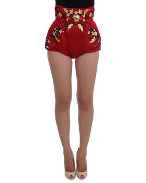 Shorts Bordados Florales de Cintura Alta