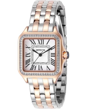 Invicta Angel 50580 Reloj de Mujer - Movimiento de Cuarzo - Acero Inoxidable con Esfera Plateada - 28 mm