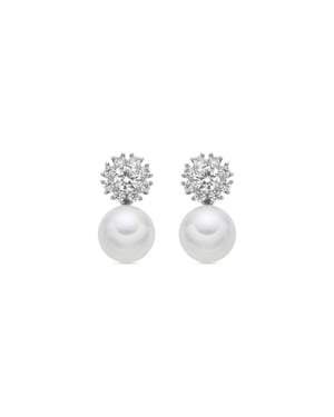 Luxenter Pendientes acabado plata y Perla Blanca - Zioka