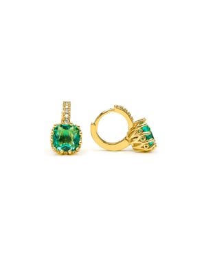 Luxenter Pendientes con Cuarzo Hidrotermal Verde Paraiba acabado oro amarillo 18k - Rilhi