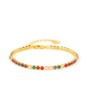 Luxenter Pulsera de Circonita Multicolor acabado en oro amarillo de 18k - Asio