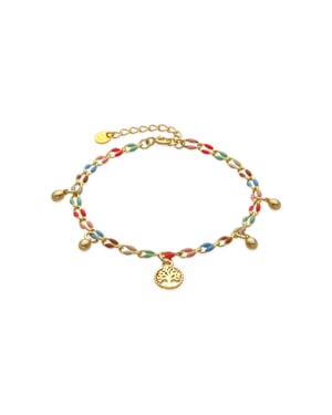 Luxenter Pulsera de Plata de Ley 925 y Lacado Multicolor acabado oro amarillo de 18k - Ximue