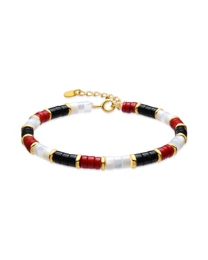 Luxenter Pulsera de Plata de Ley 925 y Coral acabado oro amarillo de 18k - Siraba