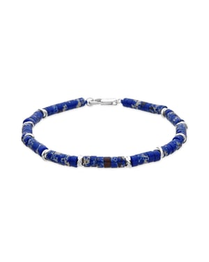 Luxenter Pulsera acabado plata y Lapislazuli Natural - Silbi