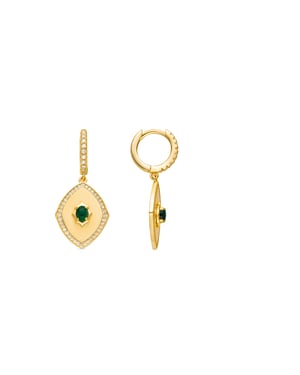 Luxenter Pendientes de Plata de Ley 925 y Circonita Esmeralda acabado oro 18k - Emxy