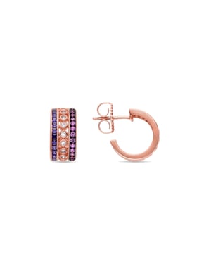 Luxenter Pendientes de Plata de Ley 925 con Circonita Multicolor acabados en oro rosa de 18K - Rissio