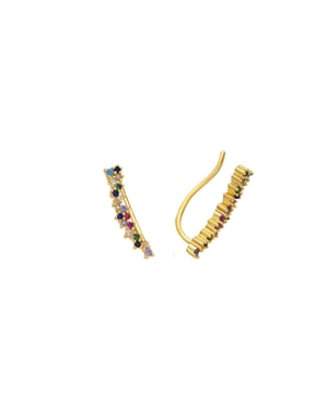 Luxenter Pendientes acabado oro amarillo de 18k y Circonita Multicolor - Yionli
