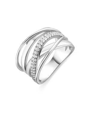 Luxenter Anillo de Plata de Ley 925 con Circonita Brillante acabado en rodio - Abca
