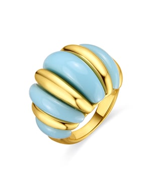 Luxenter Anillo acabado oro amarillo de 18k y Resina Azul - Rawil