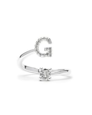 Luxenter Anillo con circonita brillante acabado plata - Alphabet