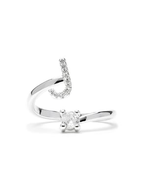 Luxenter Anillo con circonita brillante acabado plata - Alphabet