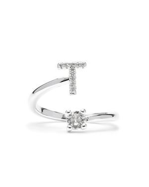 Luxenter Anillo con circonita brillante acabado plata - Alphabet
