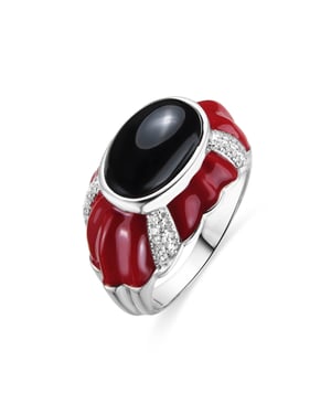 Luxenter Anillo de Plata de Ley 925 y Lacado Rojo acabado rodio - Rendi