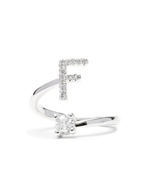 Luxenter Anillo con circonita brillante acabado plata - Alphabet