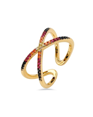Luxenter Anillo de Circonita Multicolor acabado en oro amarillo de 18k - Zadra