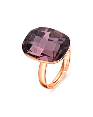Luxenter Anillo de Circonita Amatista acabado en oro amarillo de 18k - Rakco