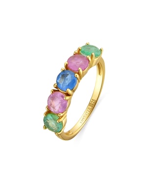 Luxenter Anillo de Plata de Ley 925 y Circonita Multicolor acabado oro 18k - Akma