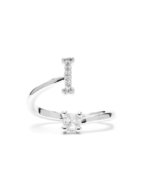 Luxenter Anillo con circonita brillante acabado plata - Alphabet