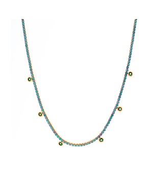 Luxenter Collar de Plata de Ley 925 y Nano Turquesa acabado en oro amarillo de 18k - Nejad
