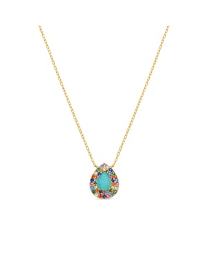 Luxenter Collar de Plata de Ley 925 y Circonita Multicolor acabado en oro amarillo de 18k - Egah