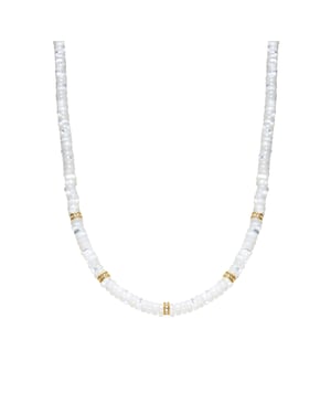 Luxenter Collar de Plata de Ley 925 y Madreperla Blanca acabado oro amarillo de 18k - Landir