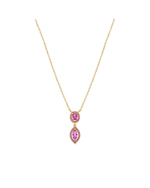 Luxenter Collar de Plata de Ley 925 y Circonita Rosa acabado en oro amarillo de 18k - Ontary