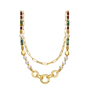 Luxenter Collar con Perla Blanca acabado oro 18k - Kany