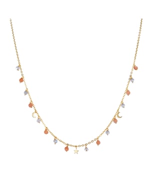 Luxenter Collar de Plata de Ley 925 con Cristal Gris acabado en oro amarillo de 18K - Sudla