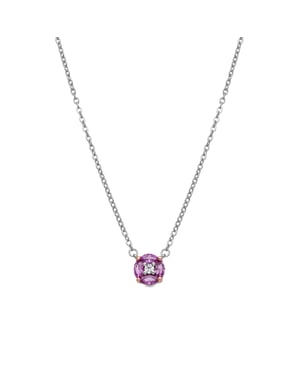 Luxenter Collar de Plata de Ley 925 y Circonita Rosa acabado en rodio - Siankho