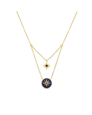Luxenter Collar de Lacado Azul acabado en oro amarillo 18k - Iskha