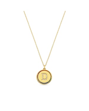 Luxenter Collar de Circonita Multicolor acabado en oro amarillo de 18K - Alphabet