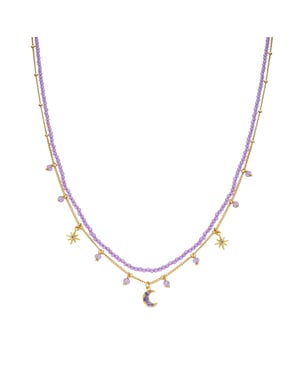 Luxenter Collar de Cristal Morado acabado en oro amarillo 18k - Ayora