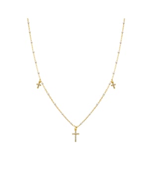 Luxenter Collar de Plata de Ley 925 y Lacado Blanco acabado oro amarillo de 18k - Haja