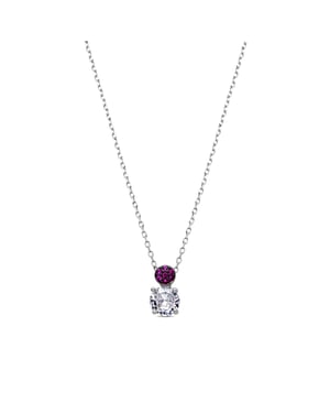 Luxenter Collar de Plata de Ley 925 con Circonita Rubí acabado en rodio - Naiuh