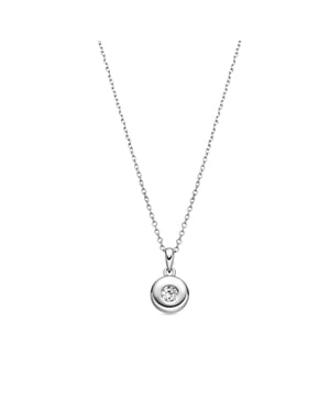 Luxenter Collar de Plata de Ley 925 con Circonita Brillante acabado en rodio - Button